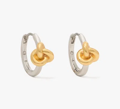 Kate Spade Double Knot Huggies In Silver Gold
