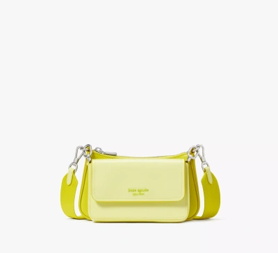 Kate Spade Double Up Patent Leather Crossbody In Wasabi
