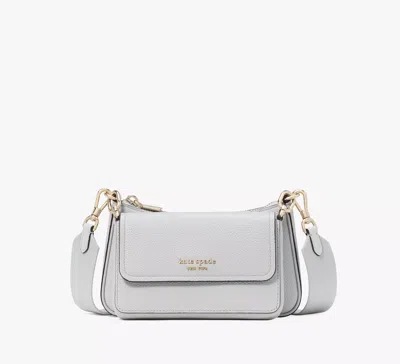 Kate Spade Double Up Pebbled Leather Crossbody In Stone Path