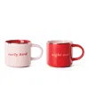Kate Spade Early Bird Night Owl Mugs, Set Of 2 In Pink And Red