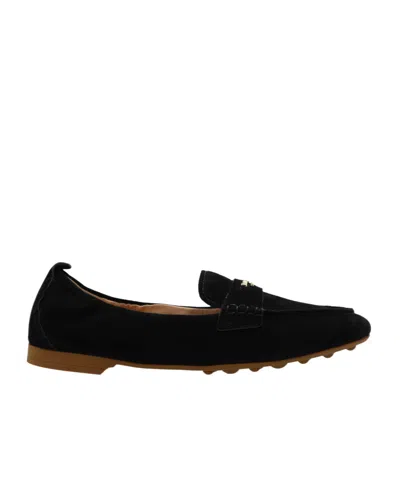 Kate Spade Eliza Logo-plaque Suede Loafers In Black