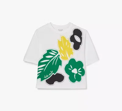 Kate Spade Embellished Floral Tee In White