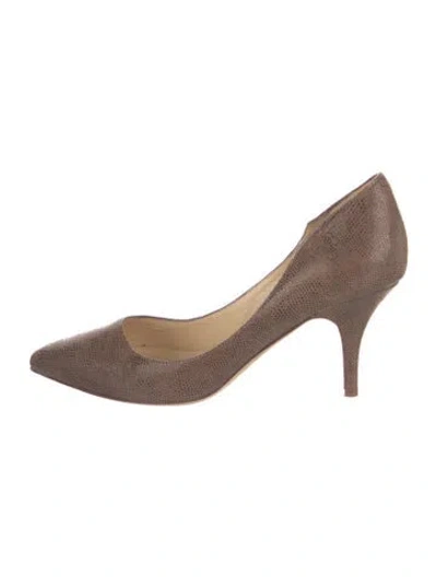 Pre-owned Kate Spade Embossed Leather Animal Print Pumps In Brown