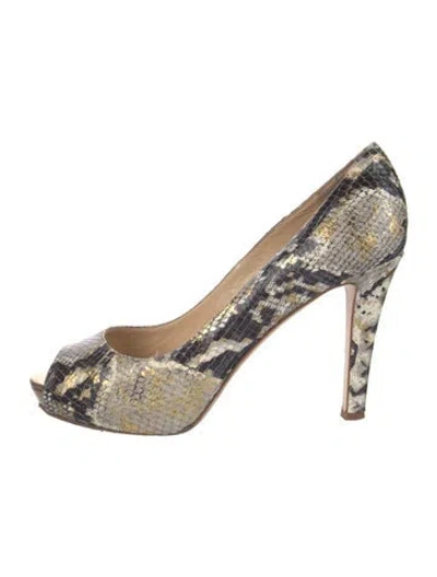 Pre-owned Kate Spade Embossed Leather Animal Print Pumps In Neutral