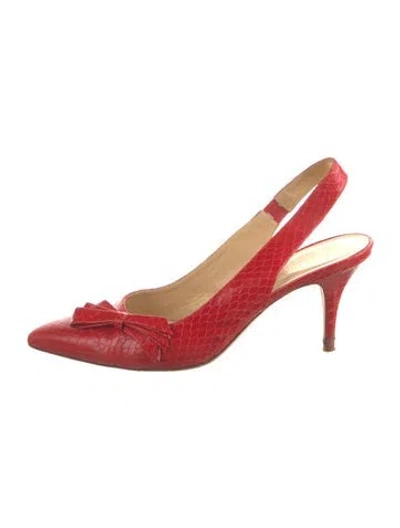 Pre-owned Kate Spade Embossed Leather Bow Accents Slingback Pumps In Multi