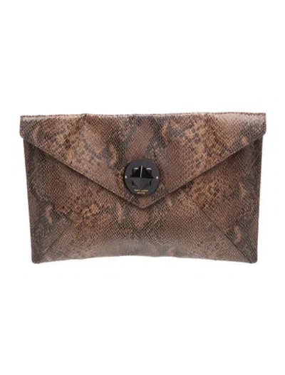 Pre-owned Kate Spade Embossed Leather Clutch In Brown
