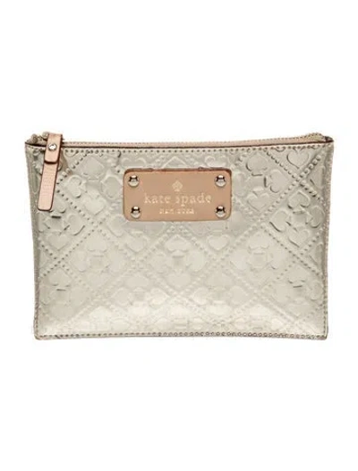 Pre-owned Kate Spade Embossed Leather Clutch In Gold