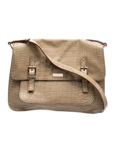 Pre-owned Kate Spade Embossed Leather Messenger Bag In Neutral