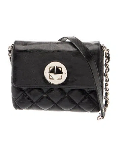 Pre-owned Kate Spade Embossed Leather Shoulder Bag In Black