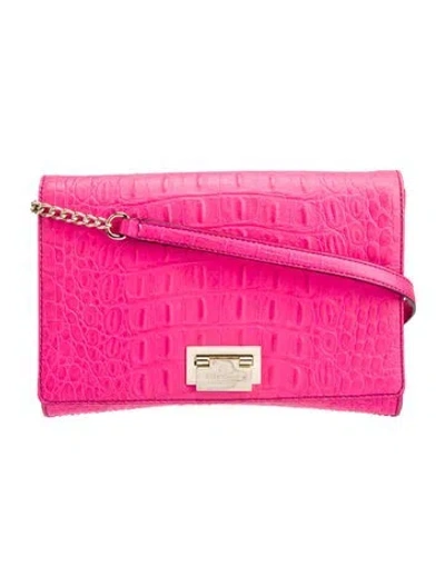 Pre-owned Kate Spade Embossed Leather Shoulder Bag In Pink
