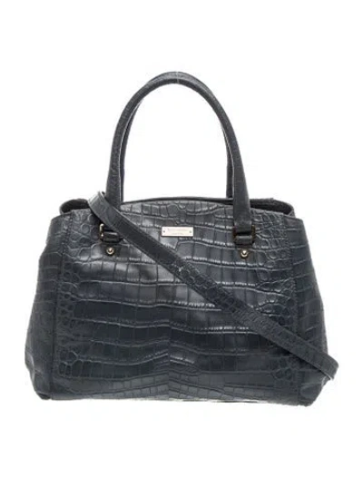 Pre-owned Kate Spade Embossed Leather Top Handle Bag In Blue