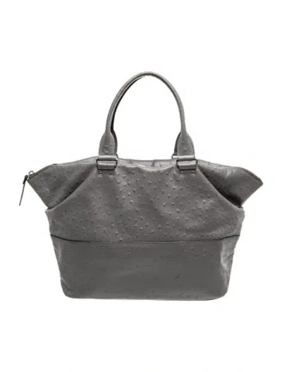 Pre-owned Kate Spade Embossed Leather Top Handle Bag In Grey