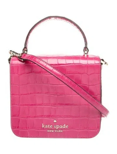 Pre-owned Kate Spade Embossed Leather Top Handle Bag In Pink