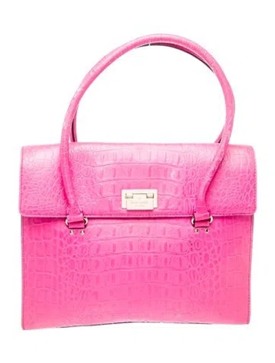 Pre-owned Kate Spade Embossed Leather Top Handle Bag In Pink