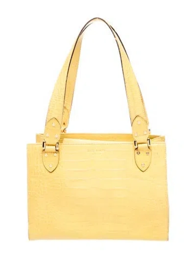 Pre-owned Kate Spade Embossed Leather Top Handle Bag In Yellow