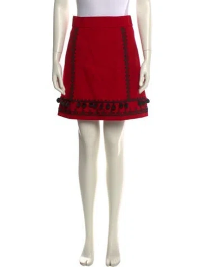 Pre-owned Kate Spade Embroidered Accent Mini Skirt In Red