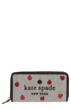 KATE SPADE EMBROIDERED LARGE LEATHER CONTINENTAL WALLET