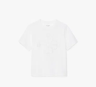 Kate Spade Embroidered Spade Flower Logo Tee In White