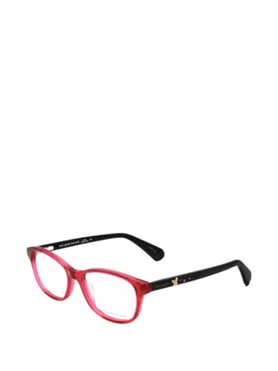 Kate Spade 에미 버터플라이 디테일 스퀘어 프레임 안경 In Red