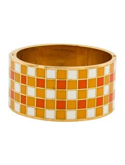 Pre-owned Kate Spade Enamel "a Walk In The Park" Hinged Bangle Bracelet, 6.5" In Multi