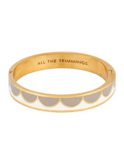 Pre-owned Kate Spade Enamel ''all The Trimmings'' Bangle Bracelet, 7" In Brown/white