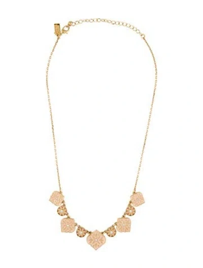 Pre-owned Kate Spade Enamel & Crystal Collar Necklace, 20" In Pink