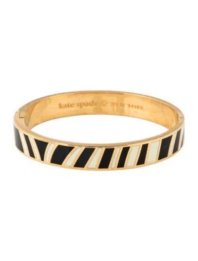 Pre-owned Kate Spade Enamel Bangle Bracelet, 7" In Black/white