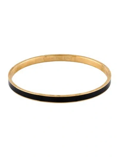 Pre-owned Kate Spade Enamel Bangle Bracelet, 8" In Black