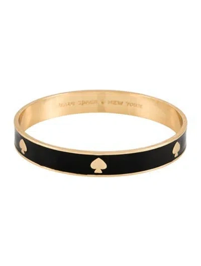 Pre-owned Kate Spade Enamel Bangle Bracelet, 8" In Black