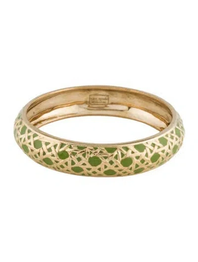 Pre-owned Kate Spade Enamel Bangle Bracelet, 8" In Green