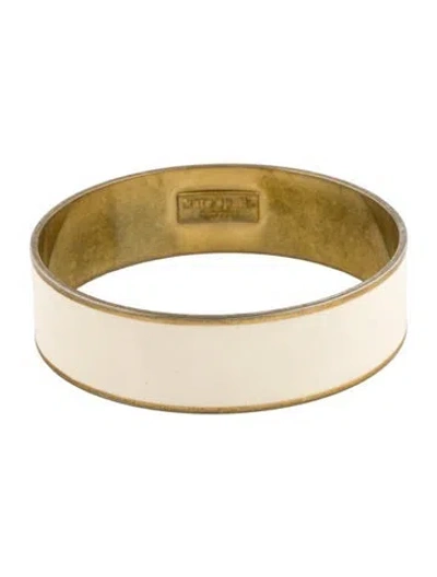 Pre-owned Kate Spade Enamel Bangle Bracelet, 8" In Neutrals/white