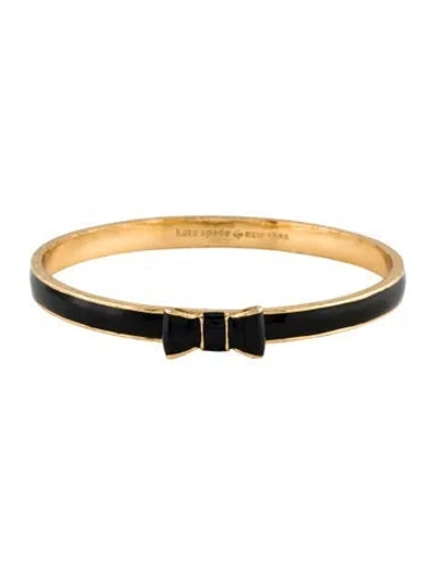 Pre-owned Kate Spade Enamel Bow Bangle, 8" In Black