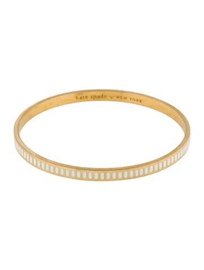 Pre-owned Kate Spade Enamel "come Full Circle" Bangle Bracelet, 8.5" In White