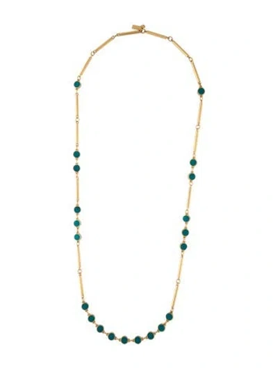 Pre-owned Kate Spade Enamel 'dotted Line Scatter' Station Necklace, 32" In Blue