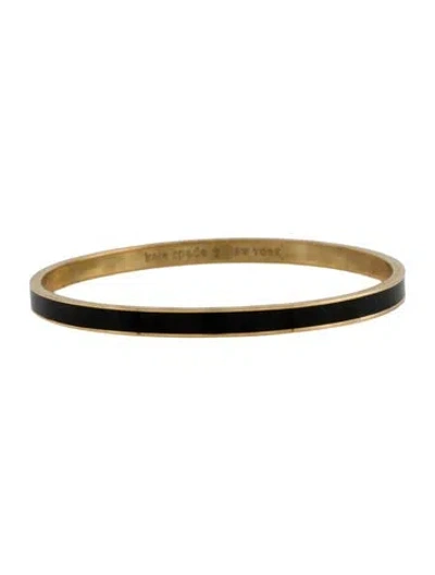 Pre-owned Kate Spade Enamel 'draw The Line' Bangle Bracelet, 8" In Black