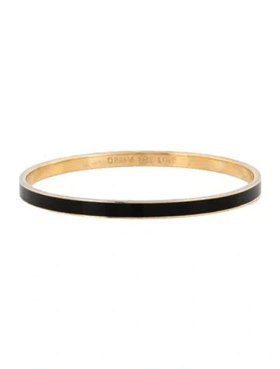 Pre-owned Kate Spade Enamel "draw The Line" Bangle Bracelet, 8" In Black