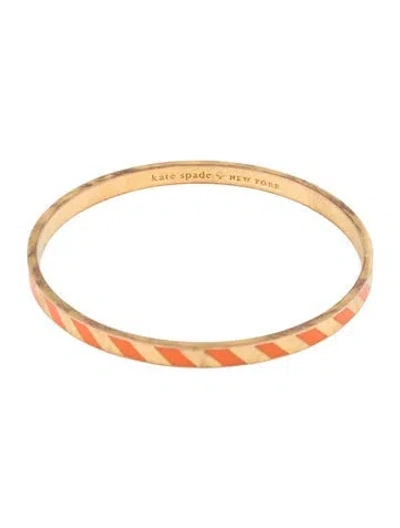 Pre-owned Kate Spade Enamel 'get Carried Away' Bangle Bracelet, 8.25" In Orange