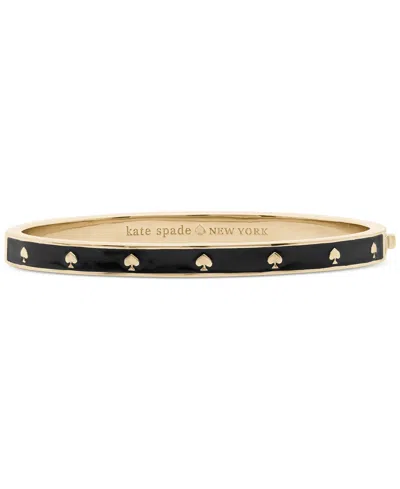Kate Spade Enamel Hinged Spade Bangle Bracelet In Black