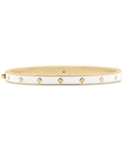 Kate Spade Enamel Hinged Spade Bangle Bracelet In White