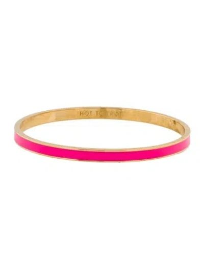 Pre-owned Kate Spade Enamel "hot To Trot" Bangle Bracelet, 8" In Pink