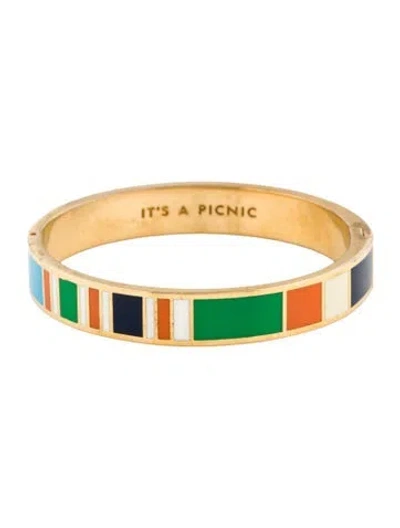 Pre-owned Kate Spade Enamel " It's A Picnic Idiom Hinged Bangle Bracelet, 6.75"