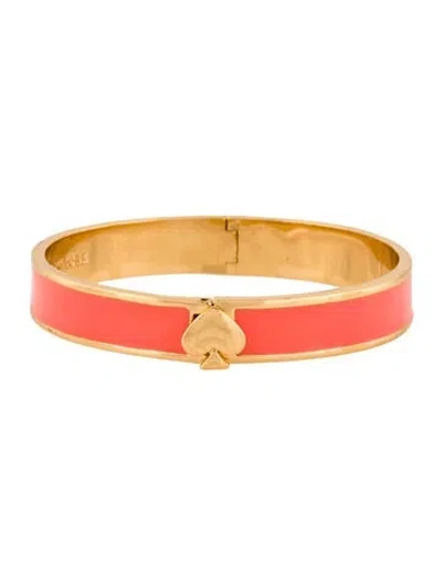 Pre-owned Kate Spade Enamel "live Colorfully" Bangle Bracelet, 7" In Orange