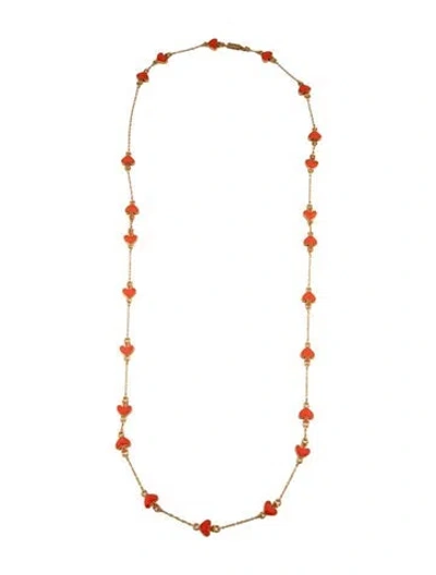 Pre-owned Kate Spade Enamel Logo Station Necklace, 10.5" In Multicolor