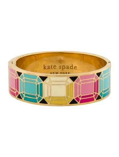 Pre-owned Kate Spade Enamel 'on The Rocks' Hinge Bangle Bracelet, 7" In Multi