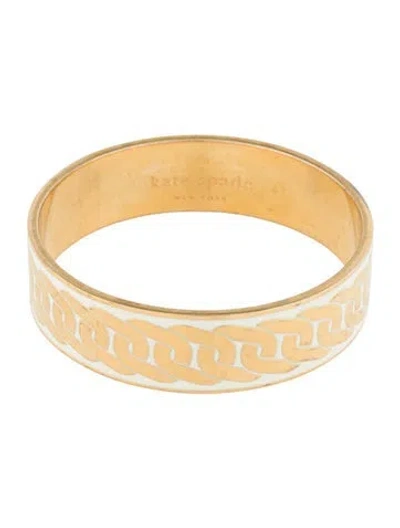 Pre-owned Kate Spade Enamel 'putting On The Ritz' Bangle, 8" In White