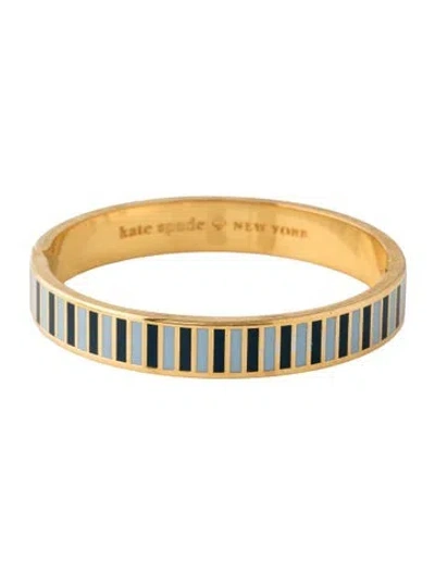 Pre-owned Kate Spade Enamel "rise And Shine" Hinges Bangle Bracelet, 7" In Blue