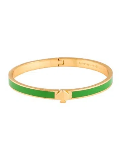 Pre-owned Kate Spade Enamel Spade Hinged Bangle Bracelet, 7" In Green