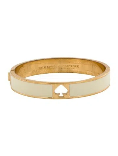 Pre-owned Kate Spade Enamel Spade Hinged Bangle Bracelet, 7" In Neutrals