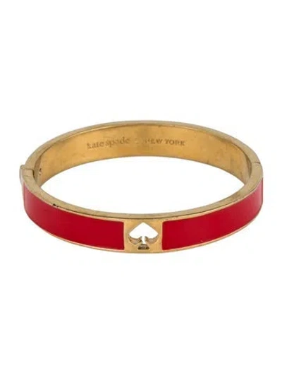 Pre-owned Kate Spade Enamel Spade Hinged Bangle Bracelet, 7" In Red