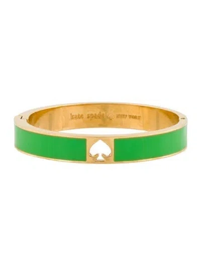 Pre-owned Kate Spade Enamel Spade Hole Punch Bracelet, 6.75" In Green